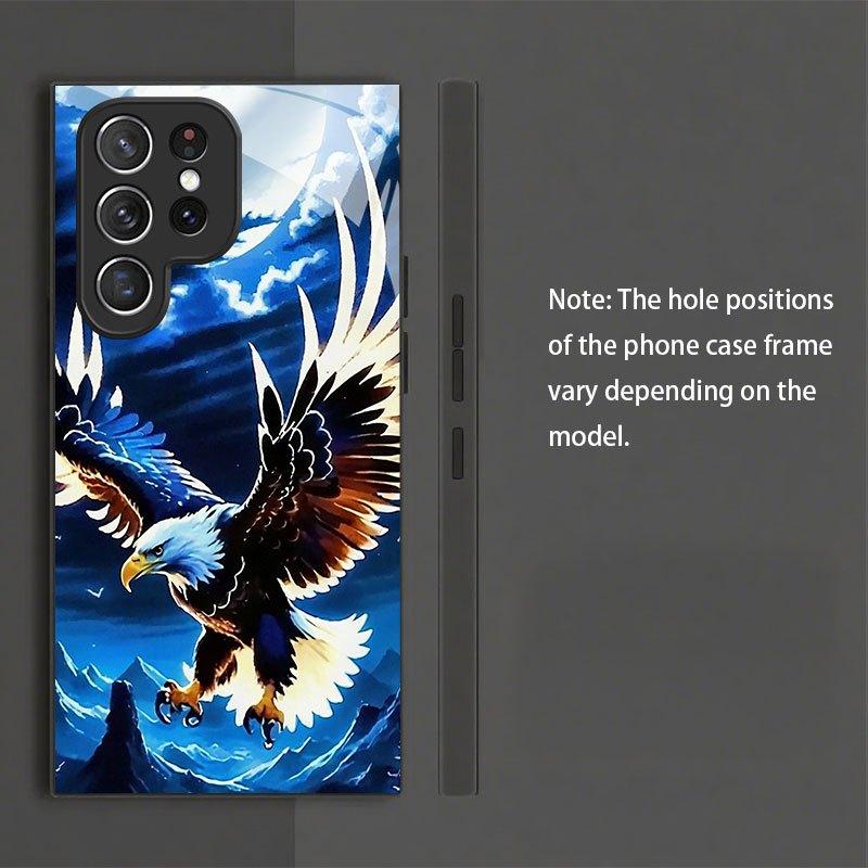 Erlo, vejantis mėnulį, juodo stiklo telefono dėklas, tinkantis Samsung Galaxy S26 S25 S24 S23 S22 S21 S20 FE/Ultra/Plus, apsaugantis nuo kritimo