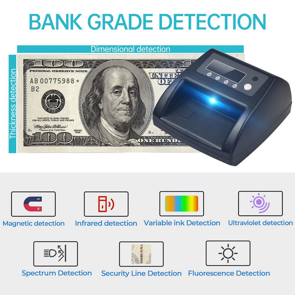 UV-Falschgeld-Detektor EUROCelsiusUSDCelsiusGBP Geldzählmaschine Automatische Gelderkennung durch UV MG IR-Bild Papierqualität Größe Dicke Anzug