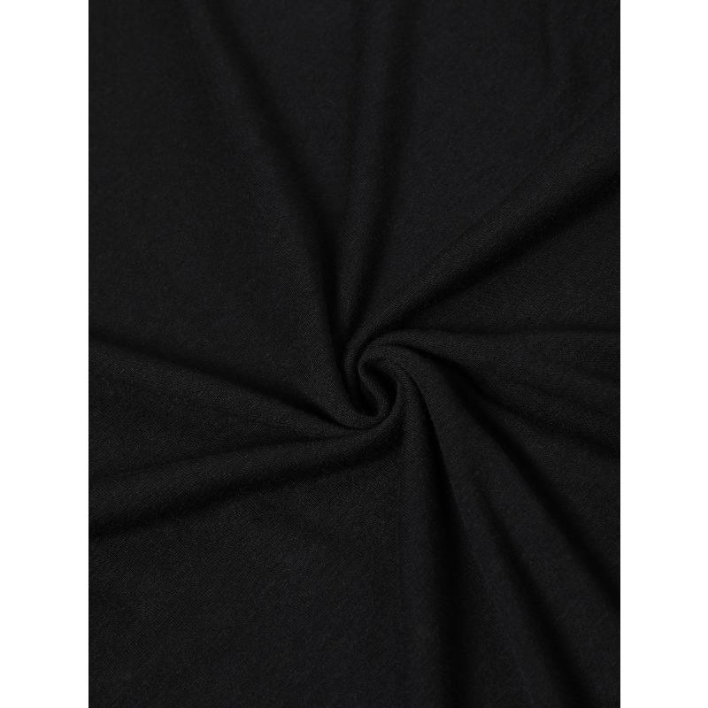 Oversized T Shirt Black Abstract Alien Face Print Casual Streetwear Fashion Top for Women and Men