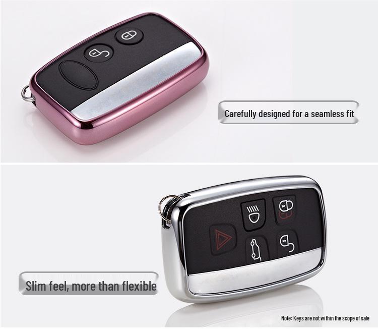 KAKTUS TPU Car Key Case for Land Rover - Soft Rubber Shell with Buckle Set
