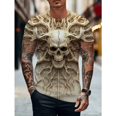 Summer Men's Skull Graphics 3D Printed Tshirt Short Sleeved T-Shirt Tees Tops T-shirt