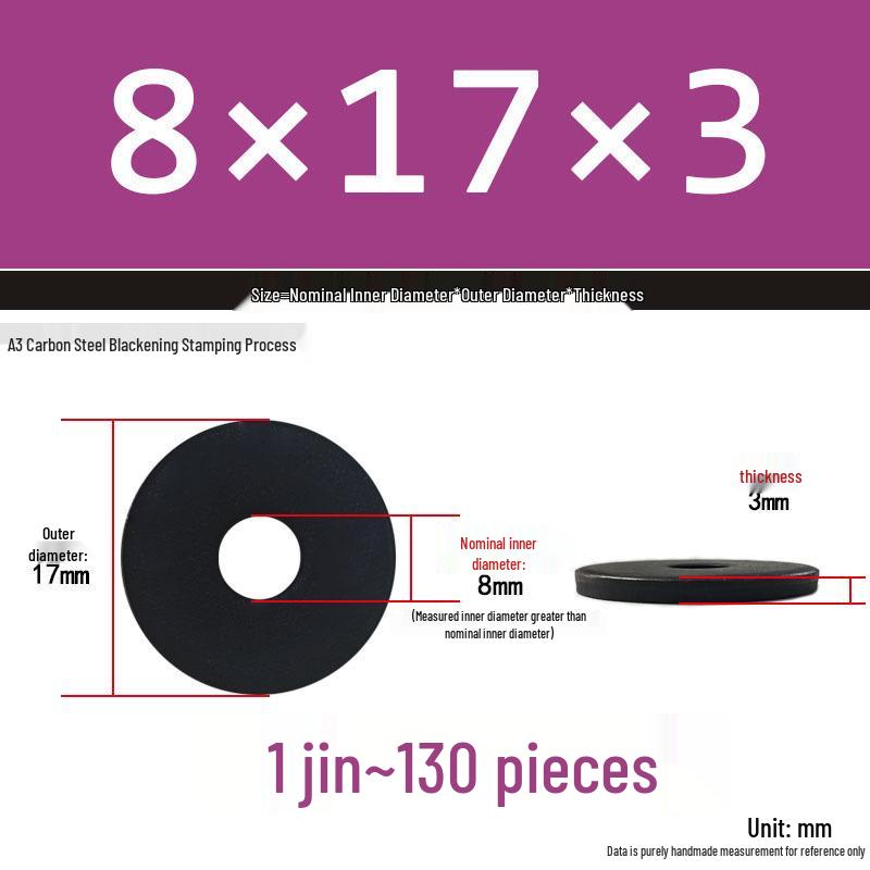 Thickened Black Flat Washer: Enhanced Round Metal Spacer for Home Use