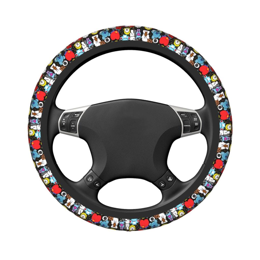Bt21 Steering Wheel Cover for Cars, Stylish, Anti-slip, Stain Prevention, Comfortable to the Touch,