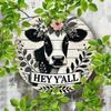 Cow Head Metal Wall Art with Flowers 8 Inch Vintage Home Decor