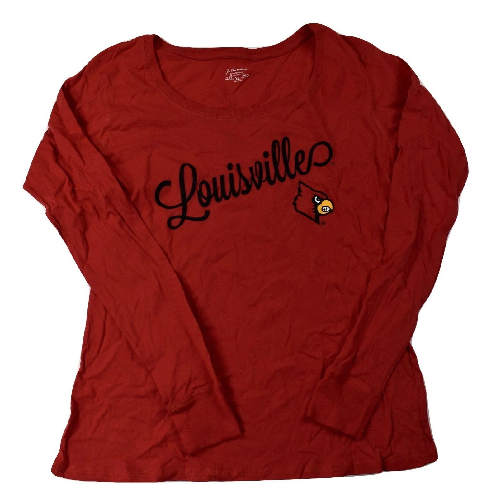 J. America Womens NCAA Louisville Cardinals Shirt New L, XL, 2XL M