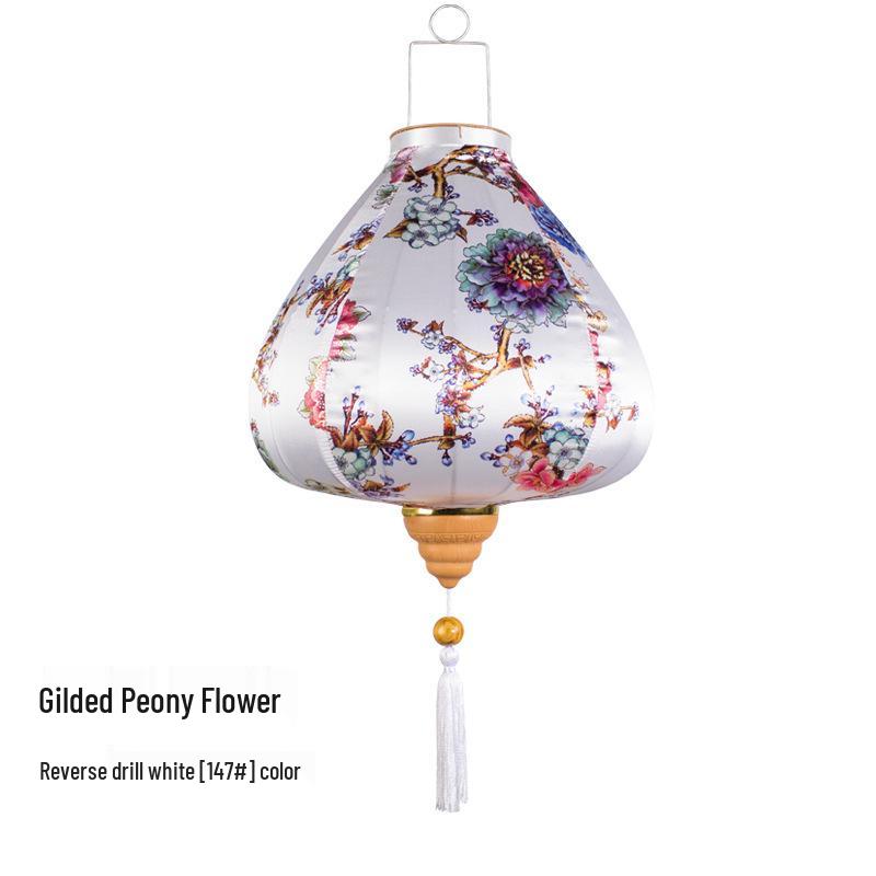 Gold-Edged Peony Palace Lantern - Chinese Style for New Year, Spring Festival, Weddings, Outdoor, or Housewarming Decor