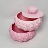 Jewelry Storage Box PLA Plastic Double-Layer Stackable Design Soft Pink Jewelry Holder with Bow Pattern Portable Jewelry Organizer Gift