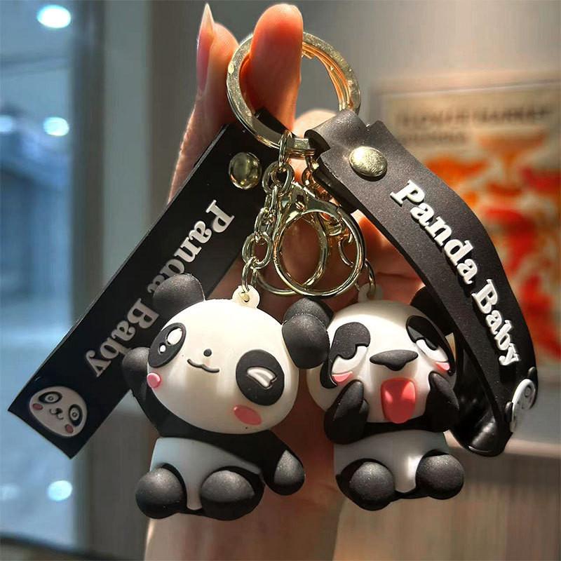 Adorable Cartoon Panda Keychain Silica Gel Accessory Cute Gift For Couples And Friends