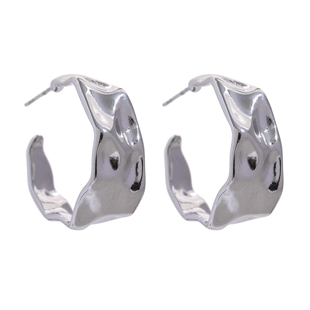 

Yhpup 316l Stainless Steel C Shape Geometric Hoop Earrings Rust Proof Personalized Metal Unusual Charm Women Jewelry Gift New