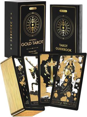 Wyspell Gold Tarot Cards for Beginners 78 Uniquely Designed Tarot Cards with Instructions Gold Border and Gold Foil Design Classic Traditional Tarot