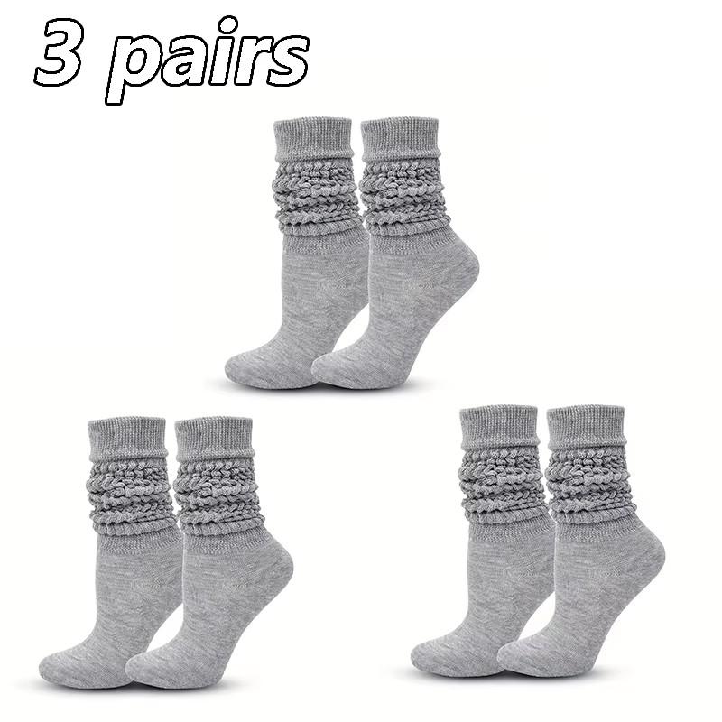 Women's Autumn Winter Mid-Calf Socks Fashionable Simple Solid Color Warm Comfortable Casual Stacked Knitted Socks