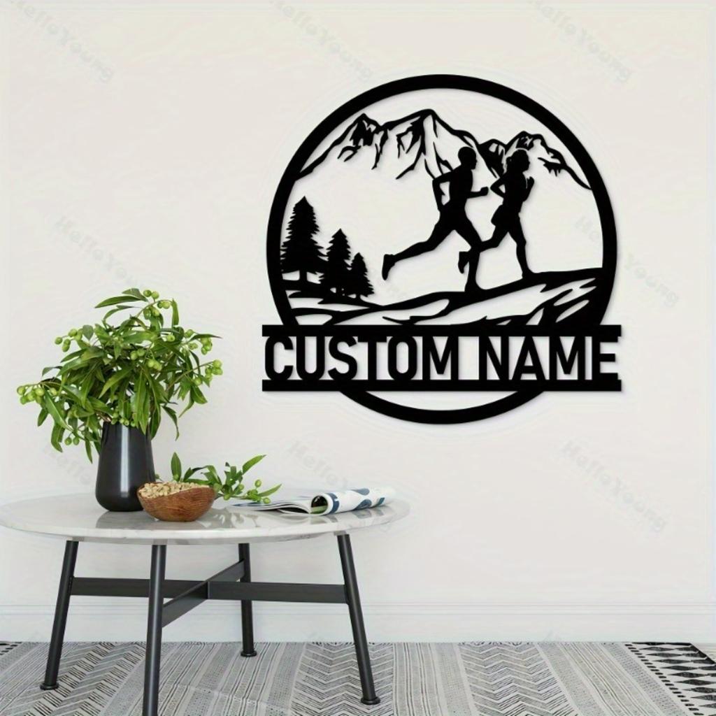 Customizable Metal Sign Running Silhouette Fairy Tale Family Name Wall Art Hot Sale
