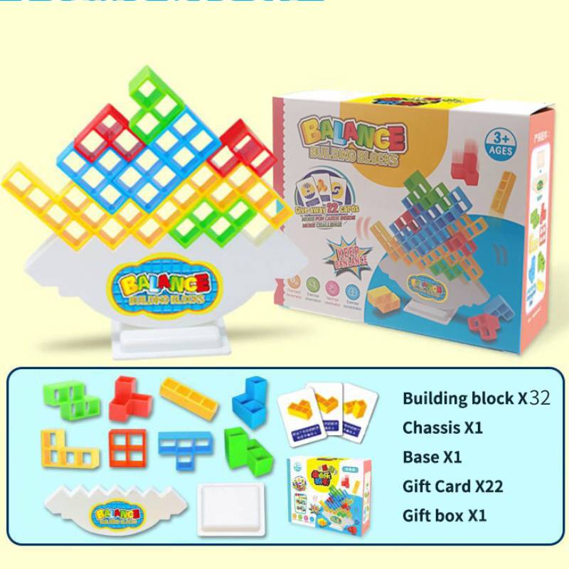 Tetris Tower Balance Game Tetra Tower Toys Stacking Blocks Kids 16 32 48 Pcs 64