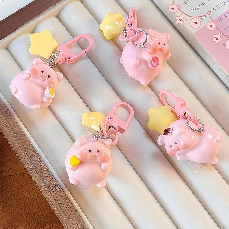 Cartoon Cute Star-shaped Little Pig Keychain Pendant For School Bags As Creative Gifts