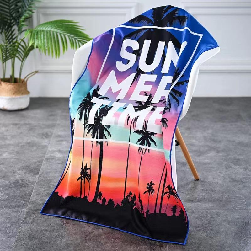 In Stock Large Thick Microfiber Beach Towel Quick-Dry Sun Protection Soft Shawl Printed Bath & Sports Towel