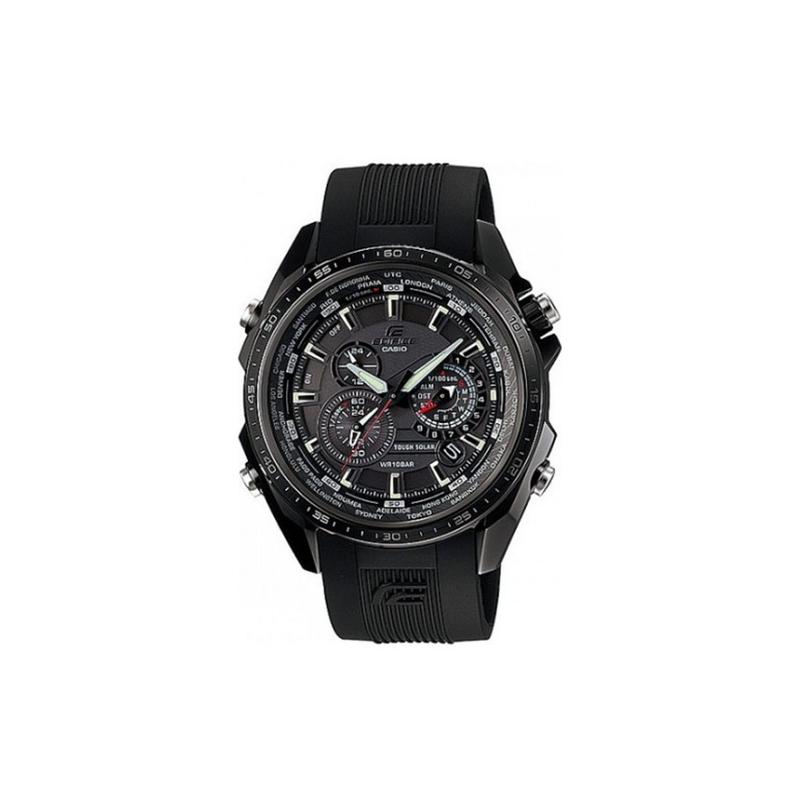 Casio EDIFICE Series Black Stainless Steel Men's Solar Electric Movement Quartz Watch Solar Movement Resin Strap Japanese and Korean EQS-500C-1A1