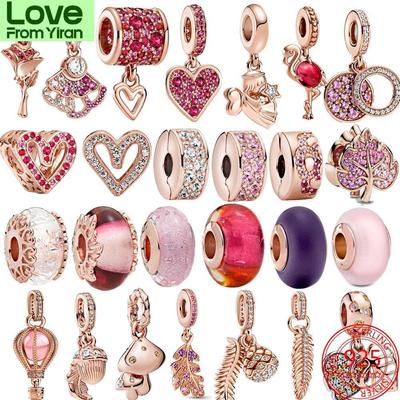 Nový 925 Sterling Silver Rose Gold Párový přívěsek pro Panjia 925 Originální náramek s korálkovým přívěskem jako šperk