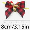 (5 Pcs/pack)8cm Christmas Checkered Butterfly Knot With Bell Christmas Decoration Home New Year Celebration Handmade DIY Pendant