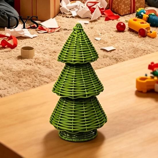 Idee Regalo di Natale Uniche Albero in Rattan Intrecciato a Mano, Ornamento da Tavolo Albero di Natale a Cono, Souvenir Rustici Minimalisti Centrotavola Festivo per Mensola