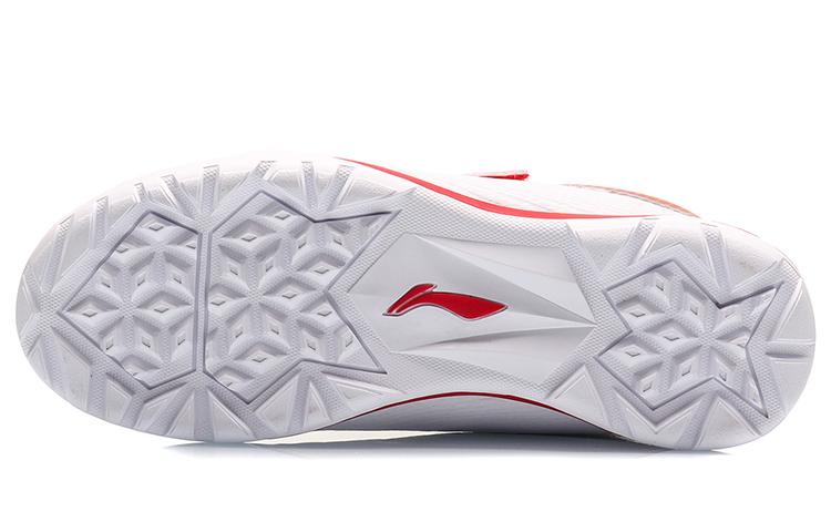 Li Ning YOUNG Slip Resistant Cushioning Abrasion Resistant Low Top Kids' Soccer Shoes Red White Teenagers YKGQ006-7