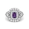 6X4MM Cushion Amethyst Gemstone 925 Sterling Silver Solitaire Halo Women Engagement Ring