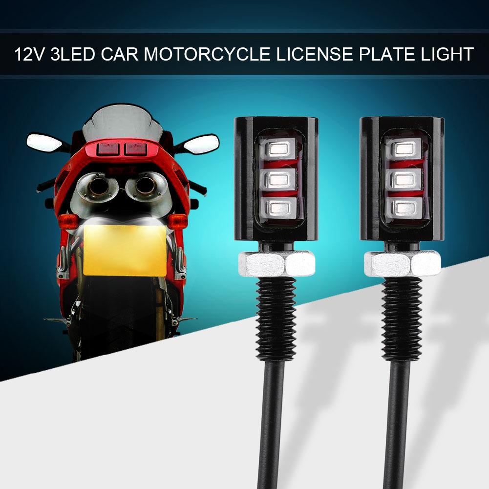 2x 12V Car Motorcycle License Number Plate Screw Light Lamp White LED