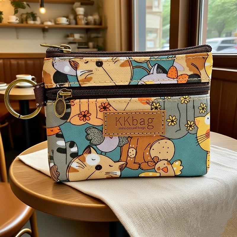 Cute Cartoon Animals Wallet Zipper Purse Small Coin Purse Lightweight Storage Bag Money Bag Key Card Holder