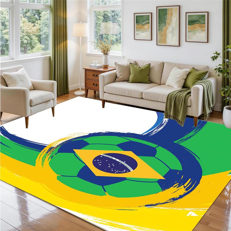 Brazil national football team Design Crystal Velvet Rug Soft Decorative Mat for Bedroom Entrance