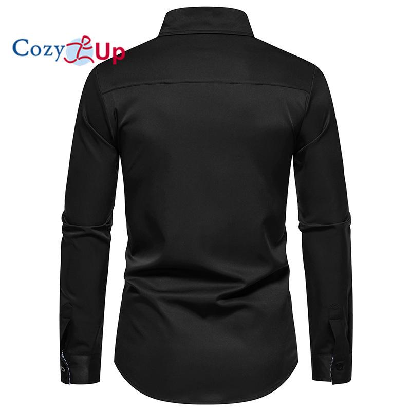 Cozy Up Casual Långärmad Stretch Klänning Skjorta för män Skrynkelfri Normal Fit Button Down-skjortor