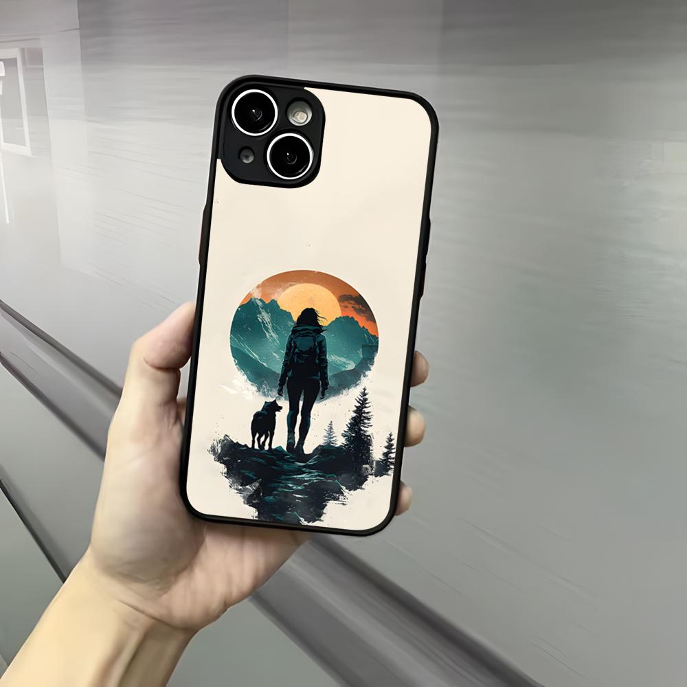 Nature Outdoor Camping Phone Case For Iphone 17 16 15 14 13 12 Pro Max Xr Air Plus Skin Feel Black Hard Shell Cover