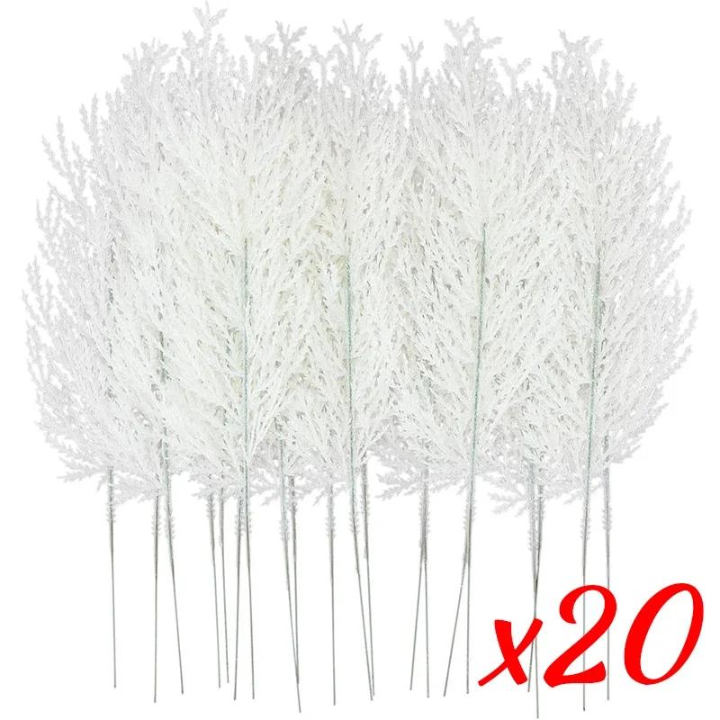 Agujas de Pino Artificiales Agujas de Pino Falsas Blancas Ramas Plantas Guirnalda DIY Adornos para Árbol de Navidad Regalos de Año Nuevo Decoraciones de Mesa
