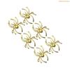 K1AE Pack of 6 Multipurpose Spiders Shaped Decorations Halloween Themed Napkin Rings Metal Home Table Accessories