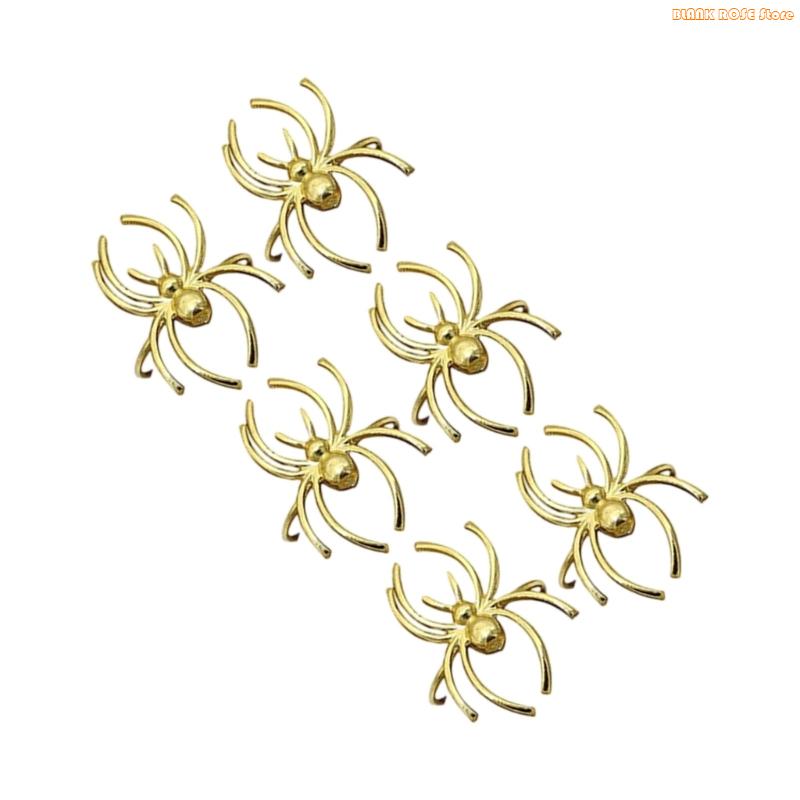 K1AE Pack of 6 Multipurpose Spiders Shaped Decorations Halloween Themed Napkin Rings Metal Home Table Accessories