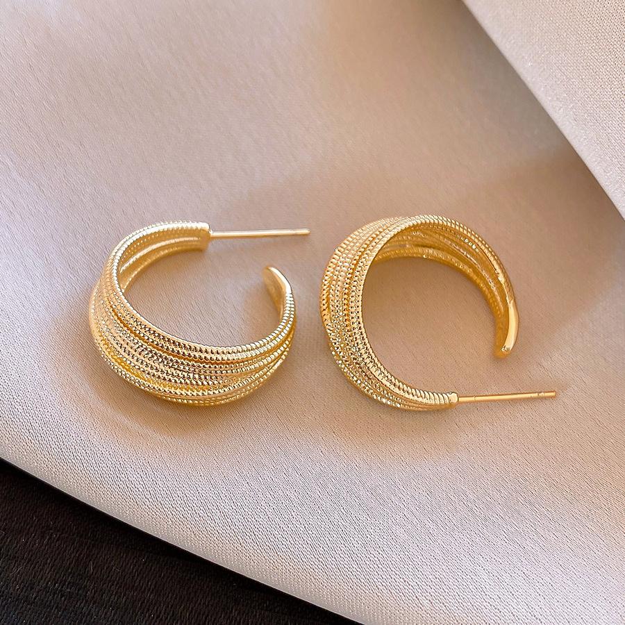 Серьги Серебряная Игла Европейские и Американские C-образные Геометрические Серьги-Кольца Персонализированные Простые Серьги Женские