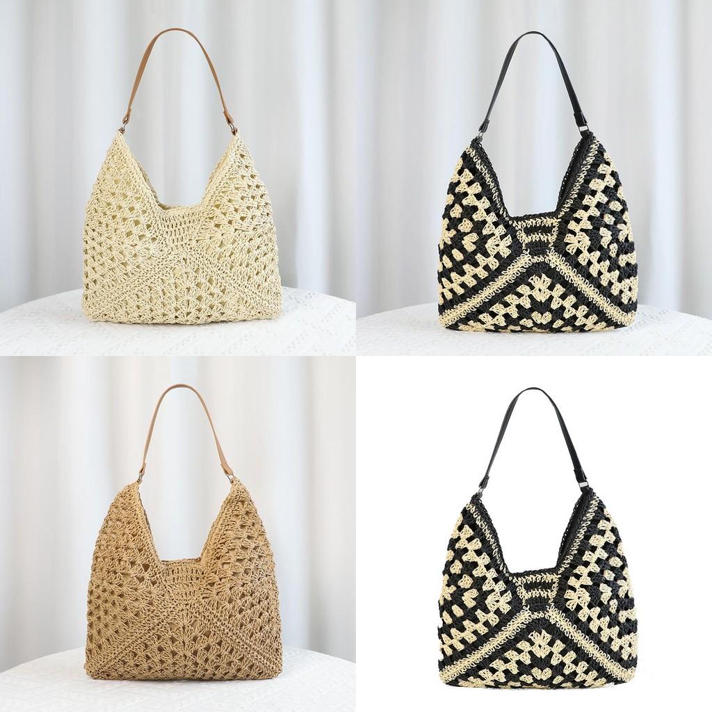 Hollow Out Woven Shoulder Bag With Polyester Lining For Daily Casual Wear