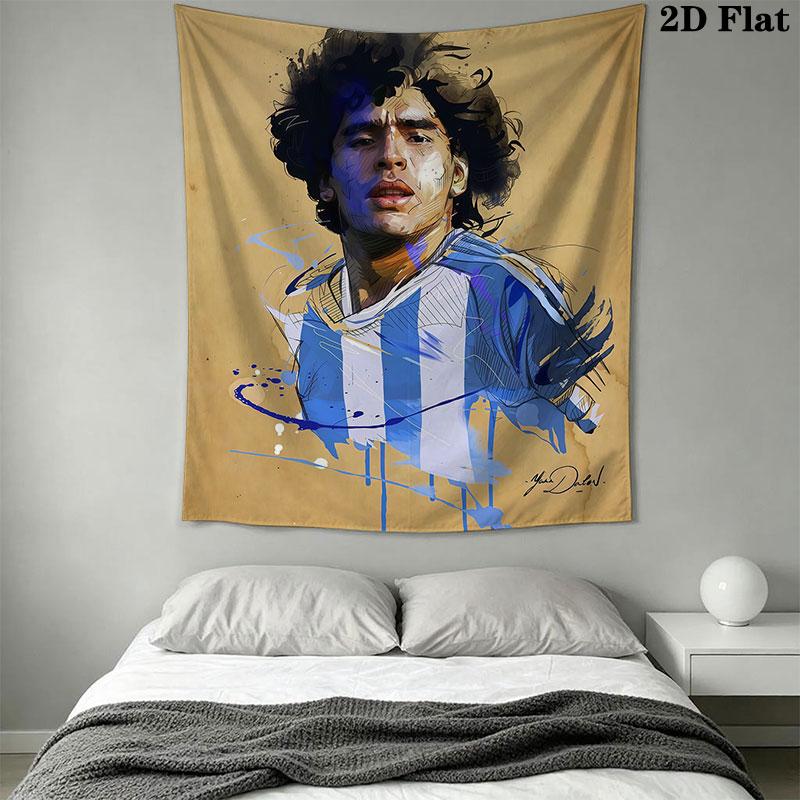 1PC Football Superstars Wall Hanging Printed Fabric Blanket Decorative Tapestries for Bedroom Living Room Home Decor