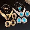 European and American Metal Style Geometric Round Earrings Necklace Light Luxury Niche Collarbone Chain Temperament Jewelry Set