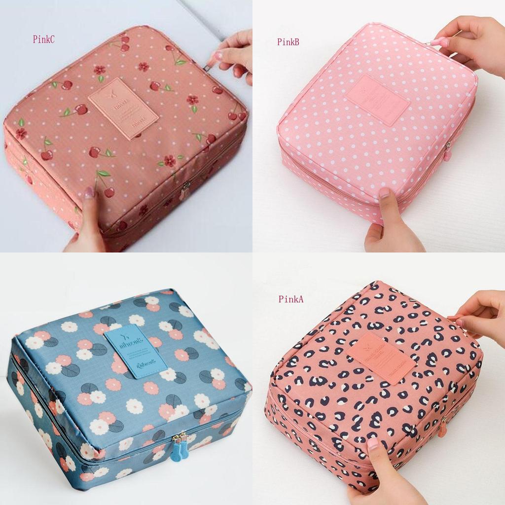 Chic Floral Nylon Zipper Women Makeup Bag And Stylish Cosmetic Case Organizer