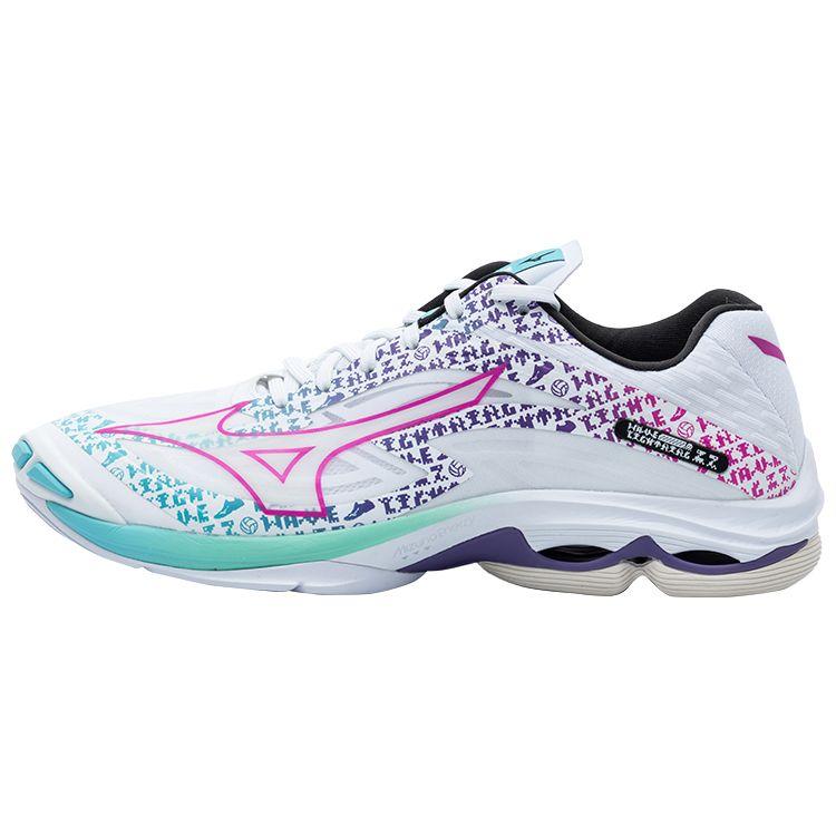 Mizuno Wave Lightning Z7 Non-Slip Durable Low-Top Volleyball Shoes Unisex Sneaker White Purple V1GA220053