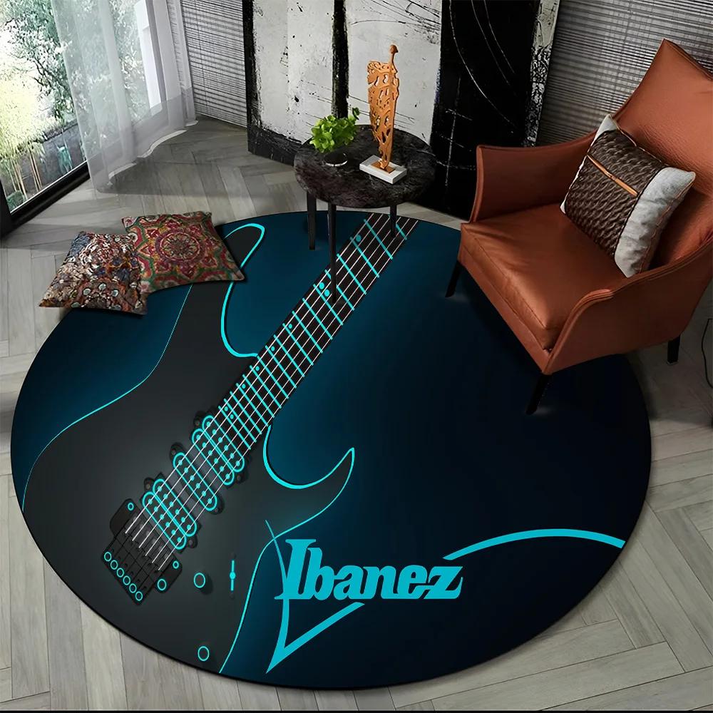 Elektrische Gitarre Klassische Gitarre Runder Teppich für Wohnzimmer Schlafzimmer Kinderzimmer Dekoration, Haustierbereich Teppich Rutschfeste Bodenmatte