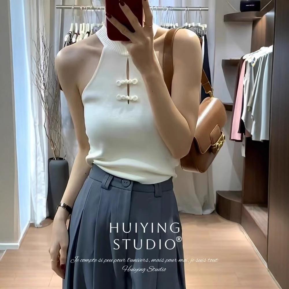 

2025 Новая женская приталенная майка без рукавов на бретелях в китайском стиле с застежками-лягушками One size (recommended for up to 125 jin) абрикосовый