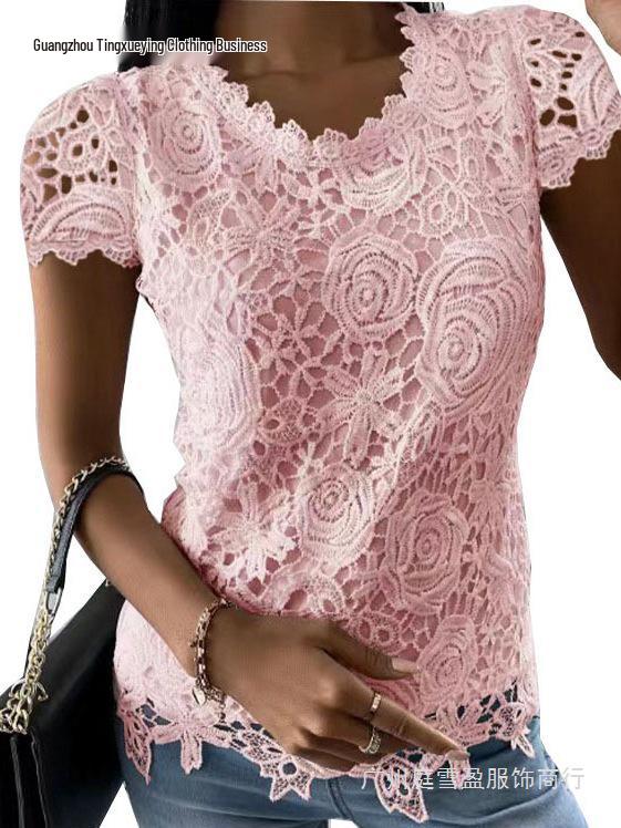Summer New Arrivals: Women's European & American Lace Short-Sleeved Top