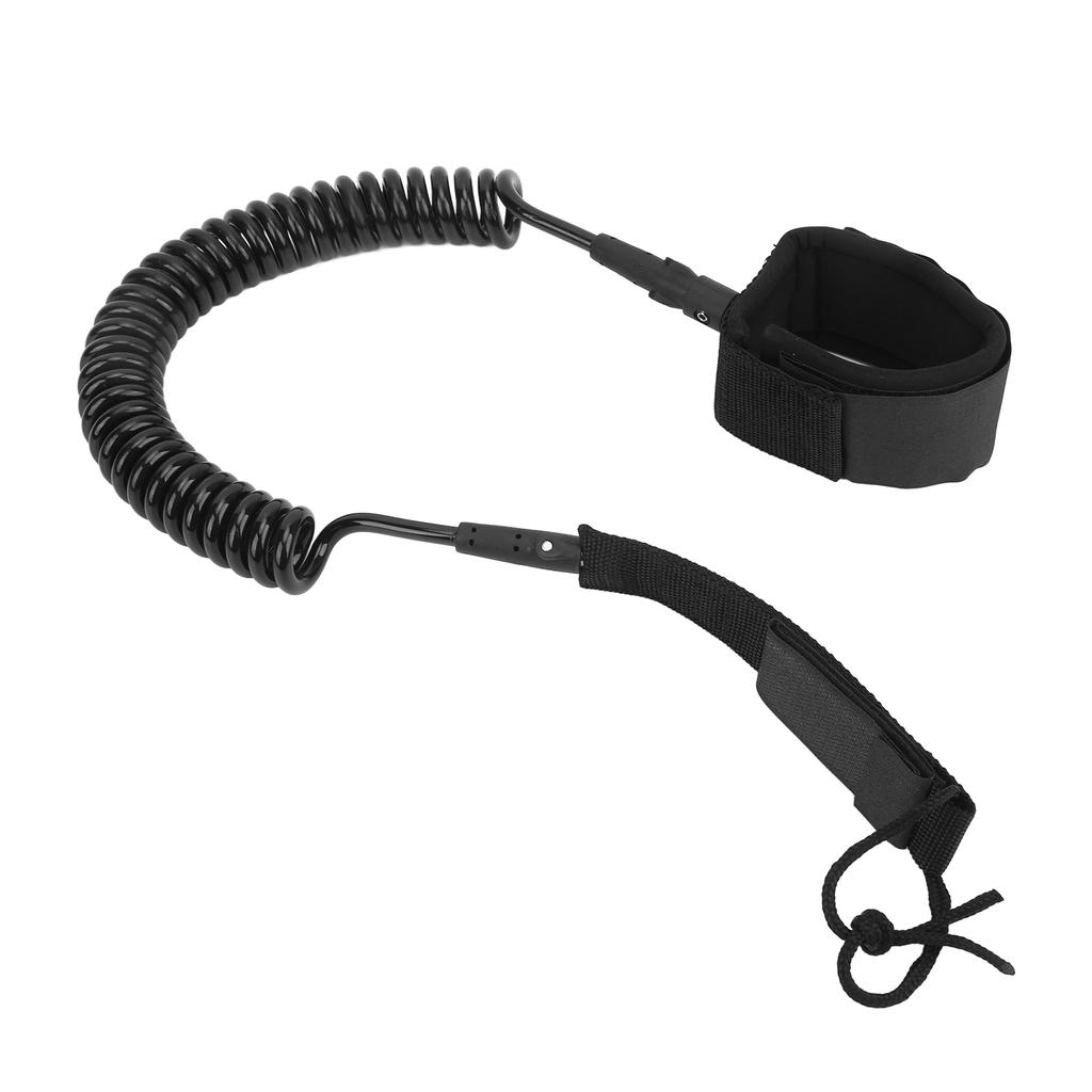 Surfboard Leash High Elasticity TPU Black Adjustable Coiled Surfing Leg Rope for Paddleboards Longboards