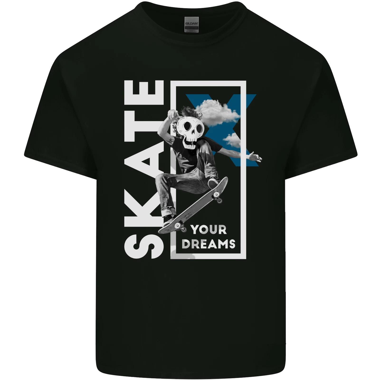 Skate Your Dreams Skateboard Skull Kids T-Shirt Childrens 4XL