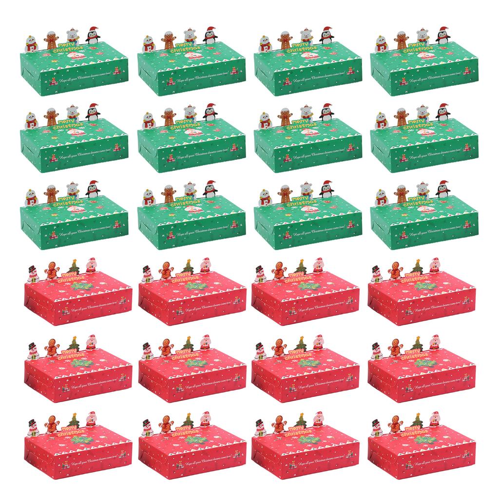 24Pcs 3D Christmas Cookie Storage Case Handmade Gift Boxes for Holiday Treats Decorative Biscuits Packaging Box