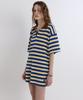 Green Butter Terry Stripe Collar Dress (Blue/Brown)