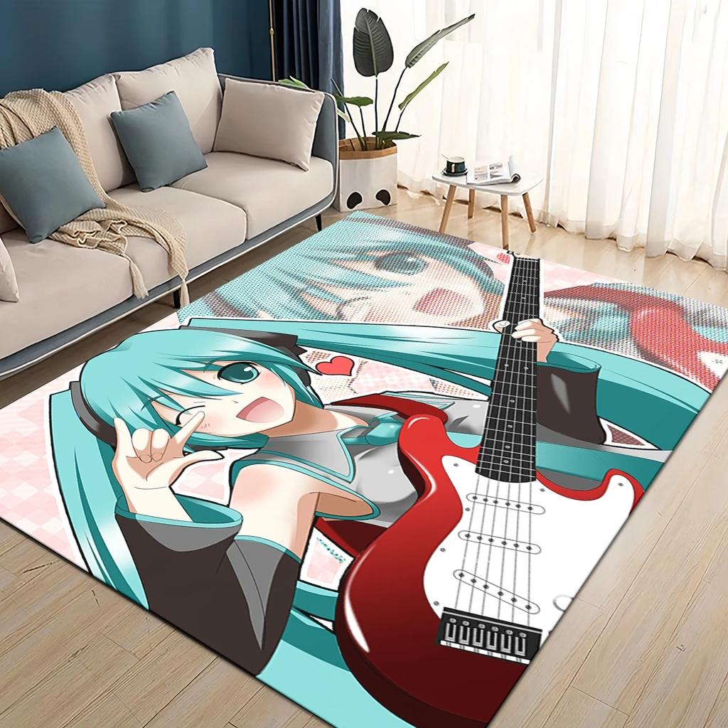 3D M-MIKUS Music VOCALOID Cartoon Girl Rug Carpet for Living Room Bedroom Home Decor,kids Play Non-slip for Sofa Doormat