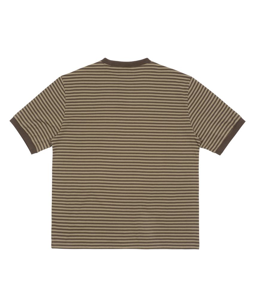 THE COLDEST MOMENT Tcm Mini Logo Stripe Ringer T (Brown)