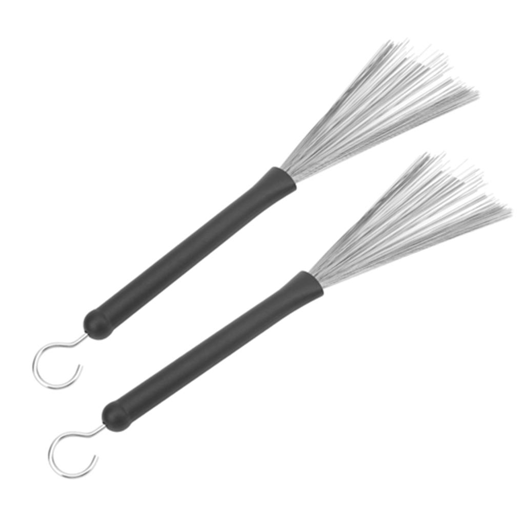 2Pcs Drum Brush Rubber Stainless Steel Wire Retractable Jazz Percussion Accessories
