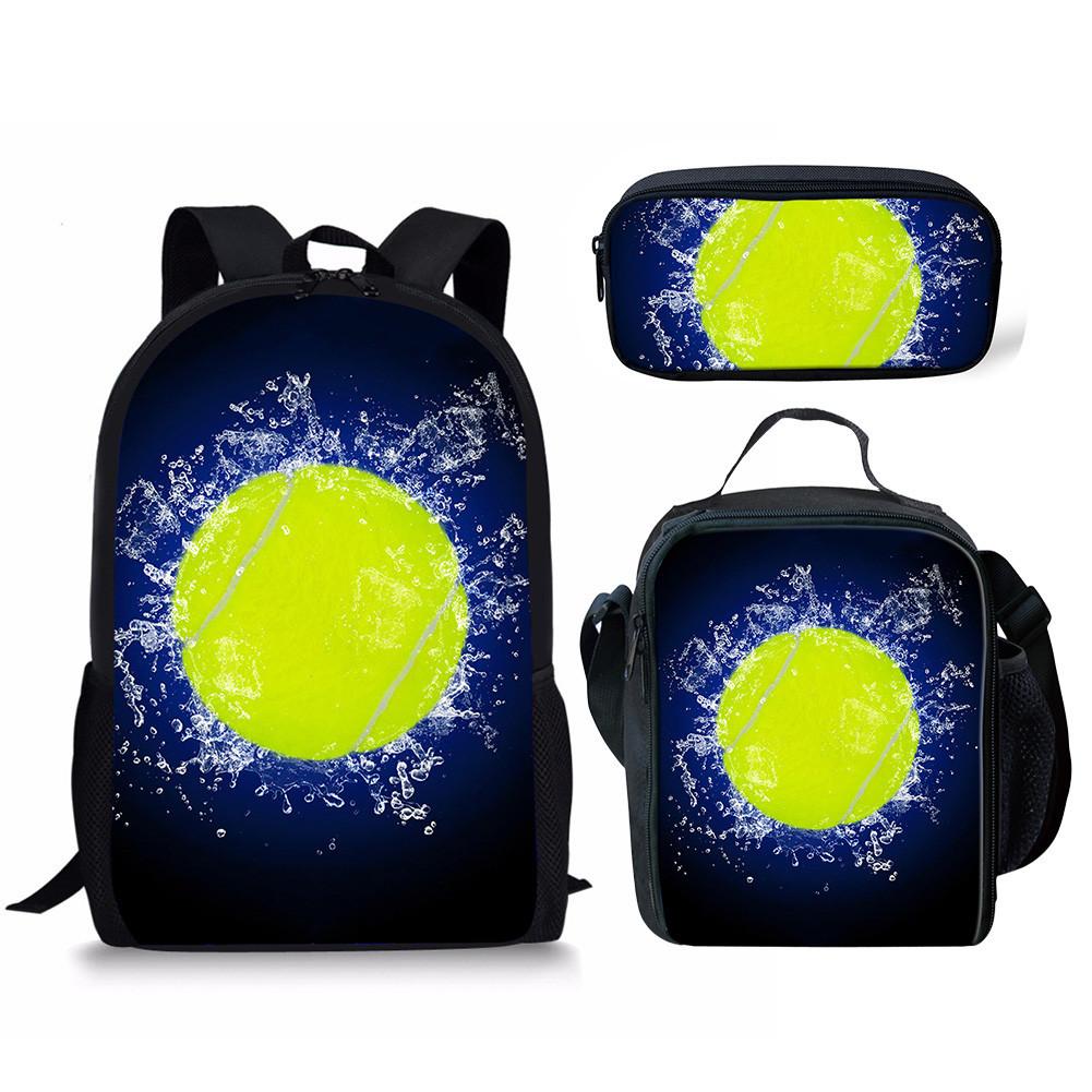 Backpack Basketball Water Fire Baseball Pattern School Bag Backpack Meal Bag Pencil Bag Three-Piece Set